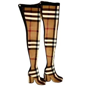 Plaid Over-the-Knee Boots